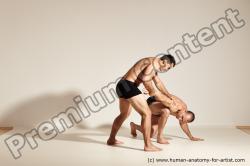 Underwear Fighting Man - Man White Moving poses Muscular Short Brown Dynamic poses Academic